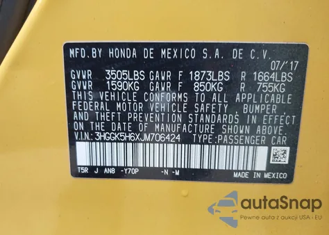 2018 Honda Fit Sport из США, поврежденный, VIN 3HGGK5H6XJM706424